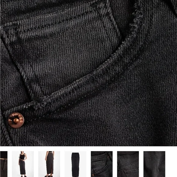 Raw hem waist - high Waisted Black Denim Maxi Skirt with Back Slit - Size 2 NWT​ - Picture 11 of 15